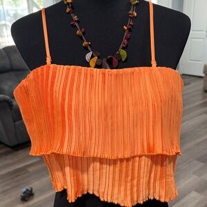 Astr Bright Orange Pleated Camisole